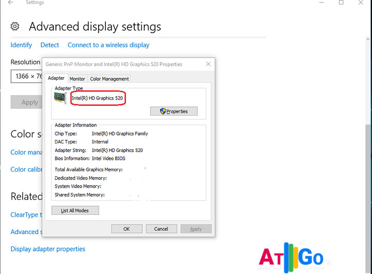 تشخیص مشخصات کارت گرافیک در ویندوز با Display Settings